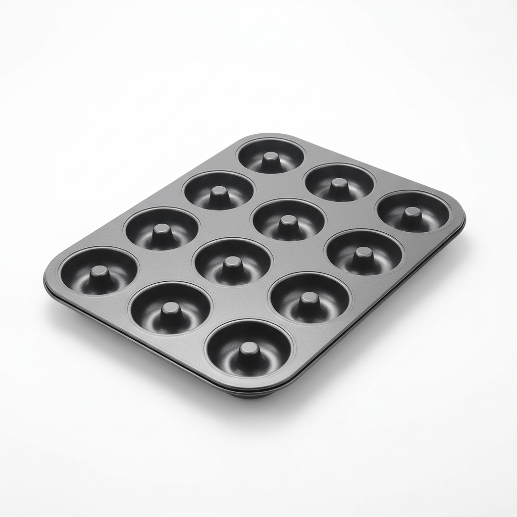 12-cavity donut pan clean background