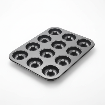 12-cavity donut pan clean background