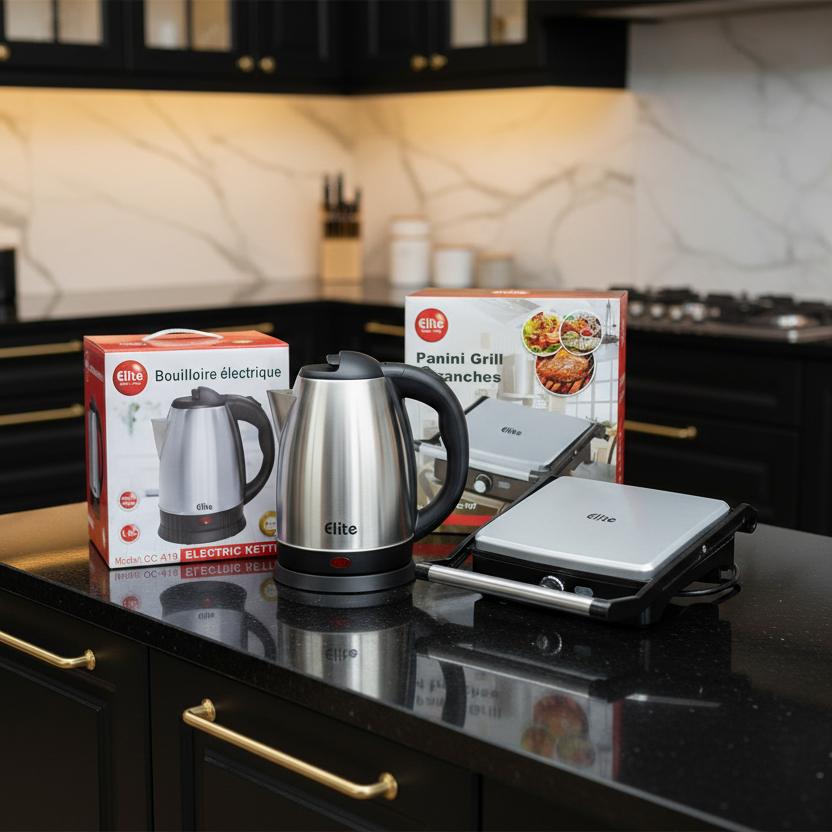 Elite Kettle and Panini Grill - Luxury Black and Gold