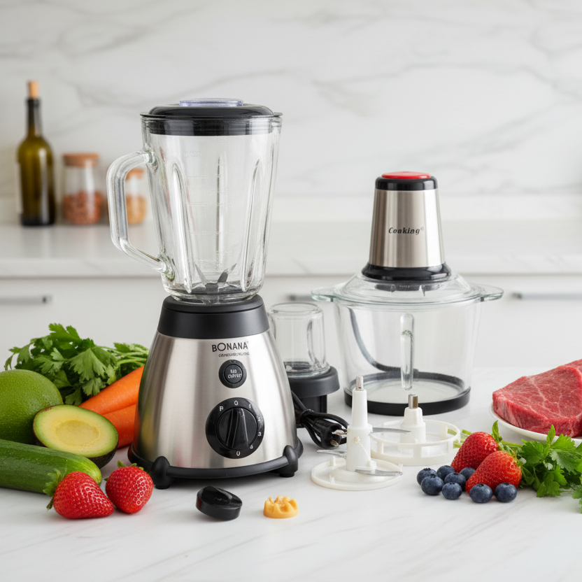 Kitchen Appliances with Fresh Ingredients