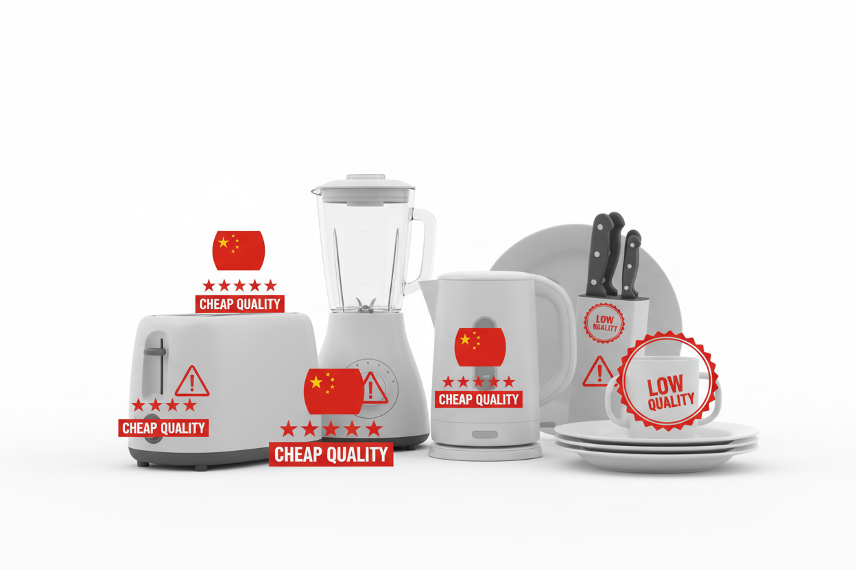 Products with Chinese flags and poor quality badges