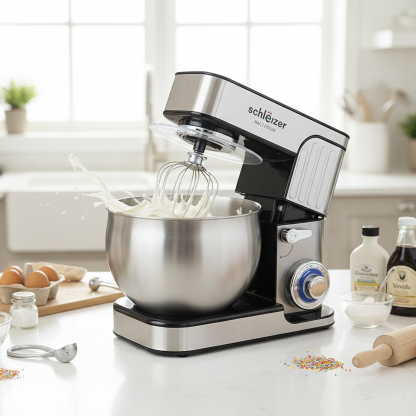 Schleizer Stand Mixer Making Cake
